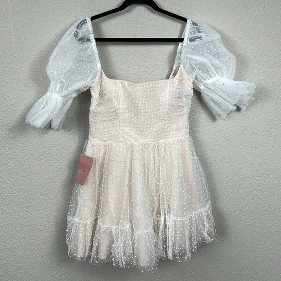 NWT By Watters Macaron Mini Dress Pearl Accent Tulle Babydoll Wedding Sz 10 - Picture 2 of 16